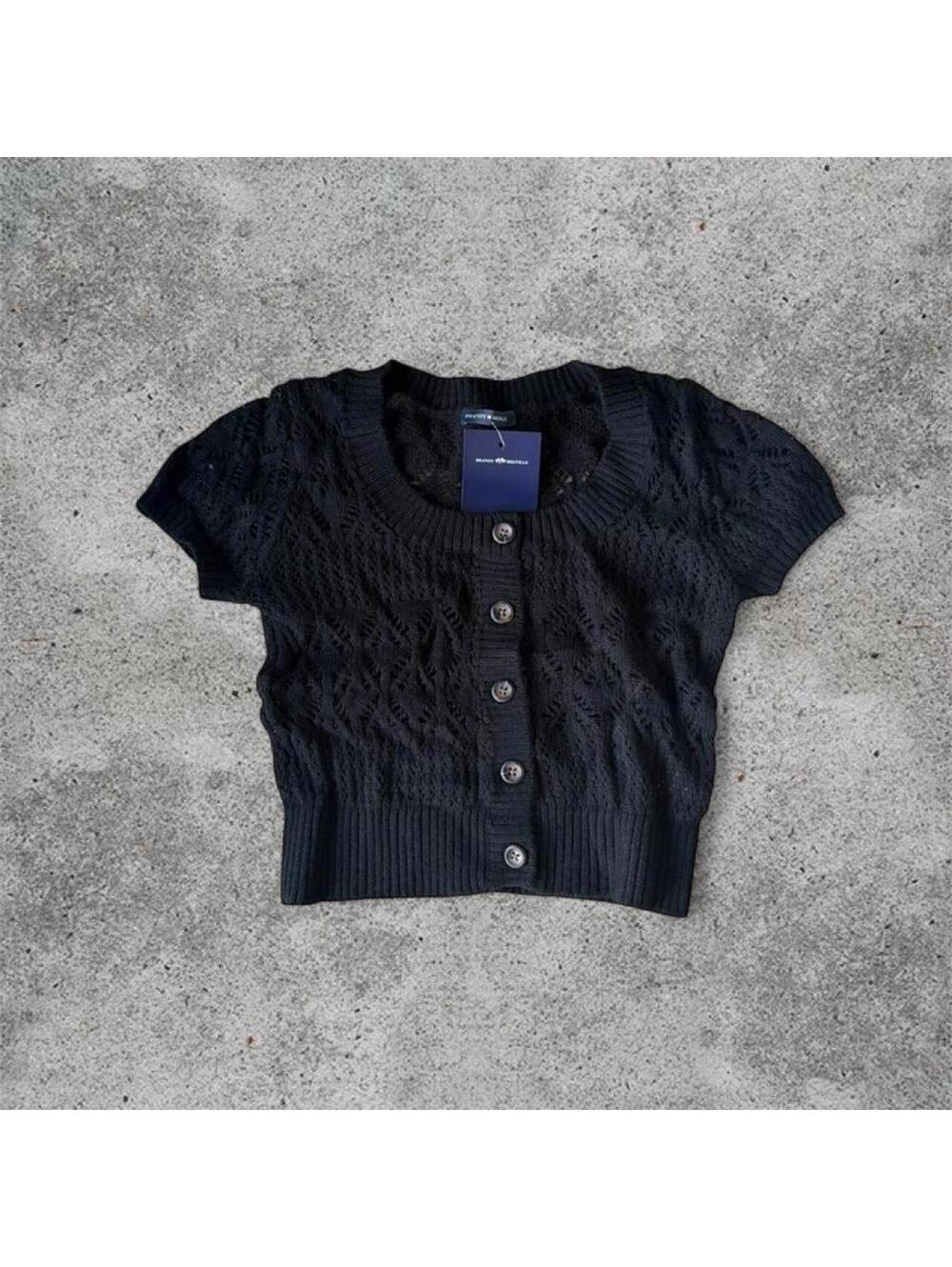 Brandy Melville black zelly eyelet top